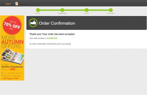 Step 13: The Order Confirmation screen. Take down your Order Number for your records.